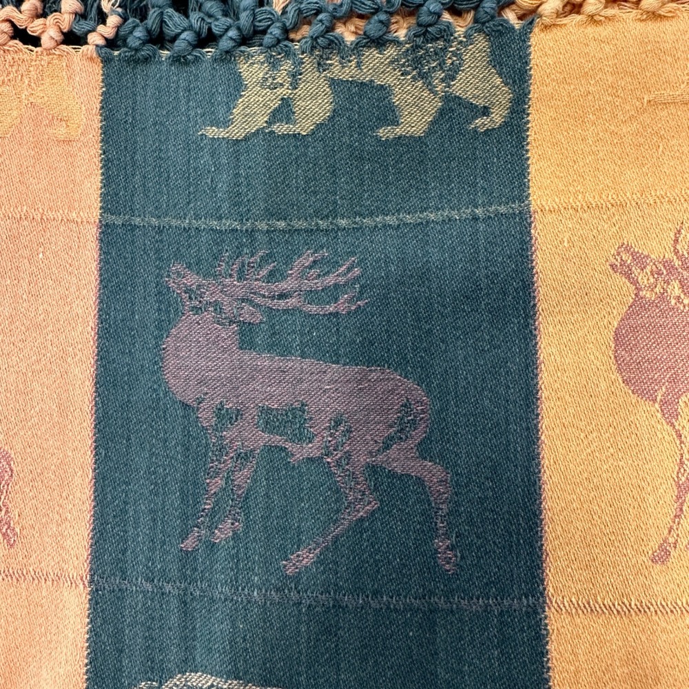 Artisans Inc Wildlife Handloomed Cotton Throw Blanket 56x56 Multicolor Lodgecore - Picture 3 of 8